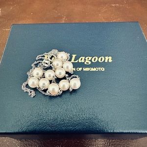 Mikimoto 14k White Gold Pearl Station Necklace